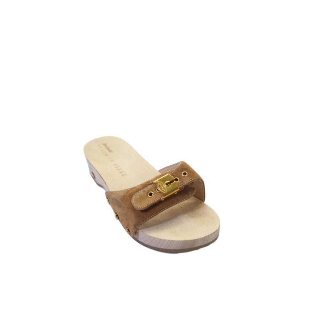 Veronica Beard Womens Suede Buckle Detail Wooden Clogs Shoes Brown Size 7
